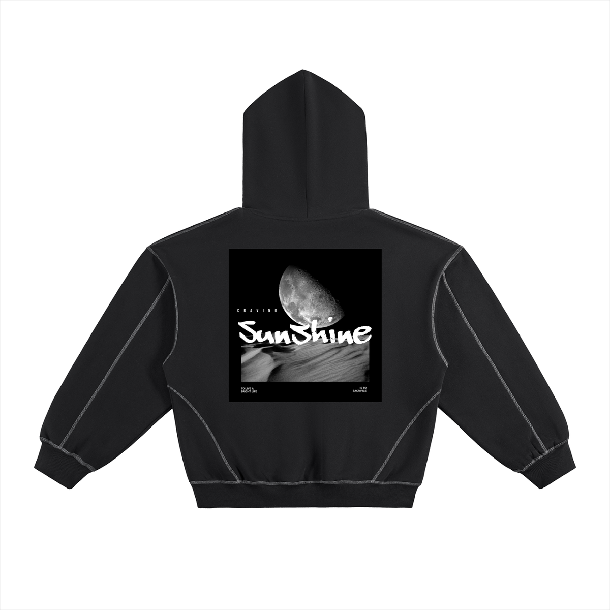 Contrast-Stitched Boxy TM Fleece Hoodie
